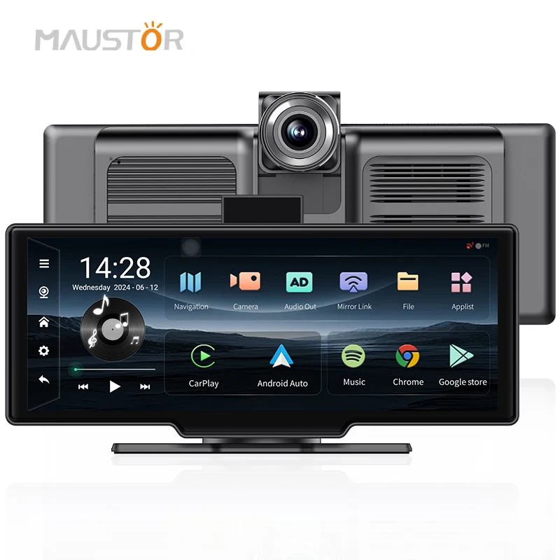 Maustor Portable 10.26 inch Wireless Carplay Android 13.0 4+64G Universal Car Smart Screen With BT TF Card 3G/4G Sim Card