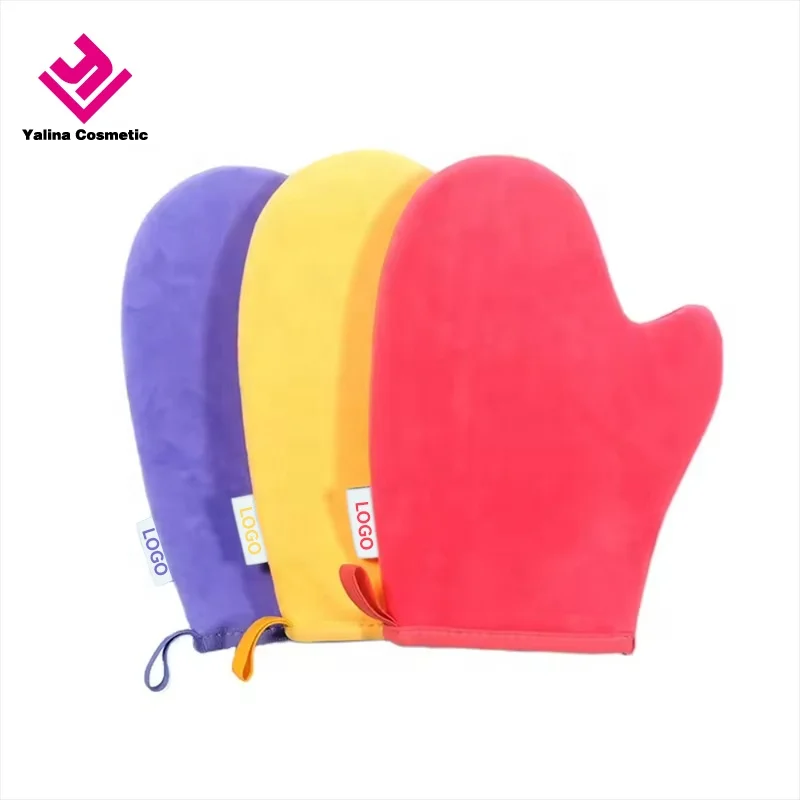 Waterproof Self Tanner Applicator Mitt Sunless Velvet Tanning Mitt With Thumb With Elastic Wristband