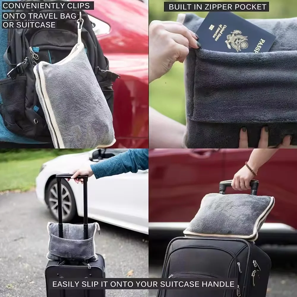 travel blanket airplane compact airline lightweight blanket packable travel blanket and pillow set