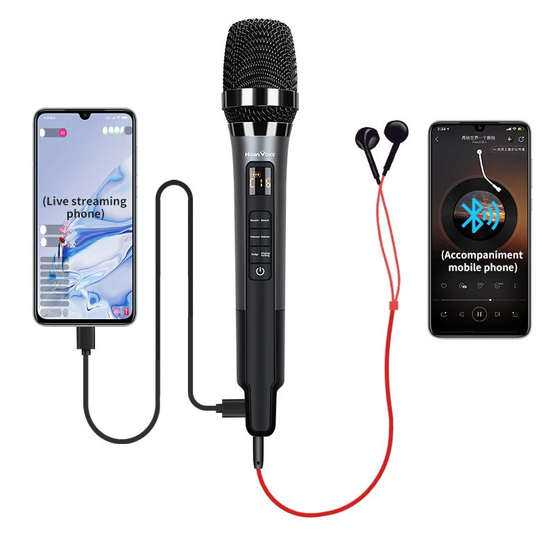 Новейший беспроводной микрофон Huayi Voice H20 со звуковой картой музыкальный проигрыватель «Все в одном» поющий живой