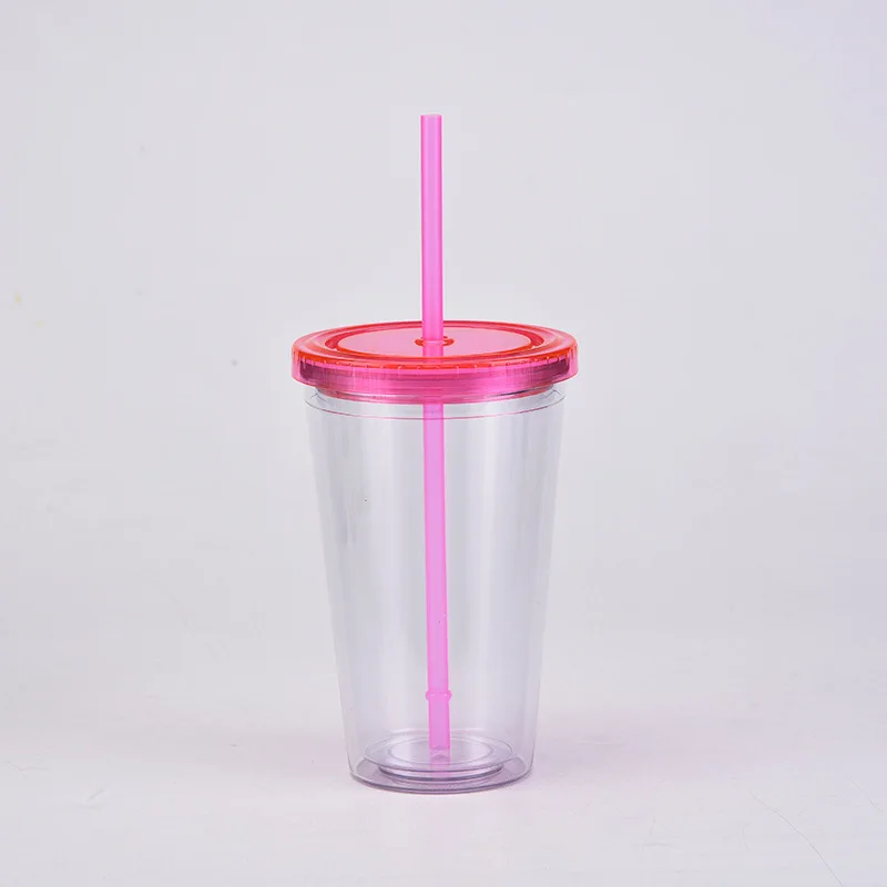 New product transparent customized 16oz color changing plastic cup reusable temperature magic cup with cover and straw