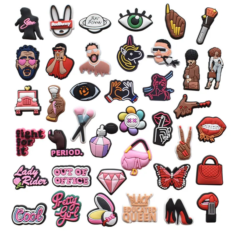 Custom wholesale cartoon croc charms pvc shoe charms for diy clog shoe charms decoration