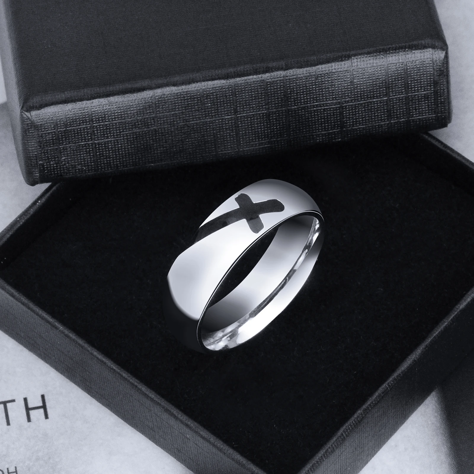 Cross Ring Stainless Steel Ring Fashion Men Women Unisex Simple Style Jewelry