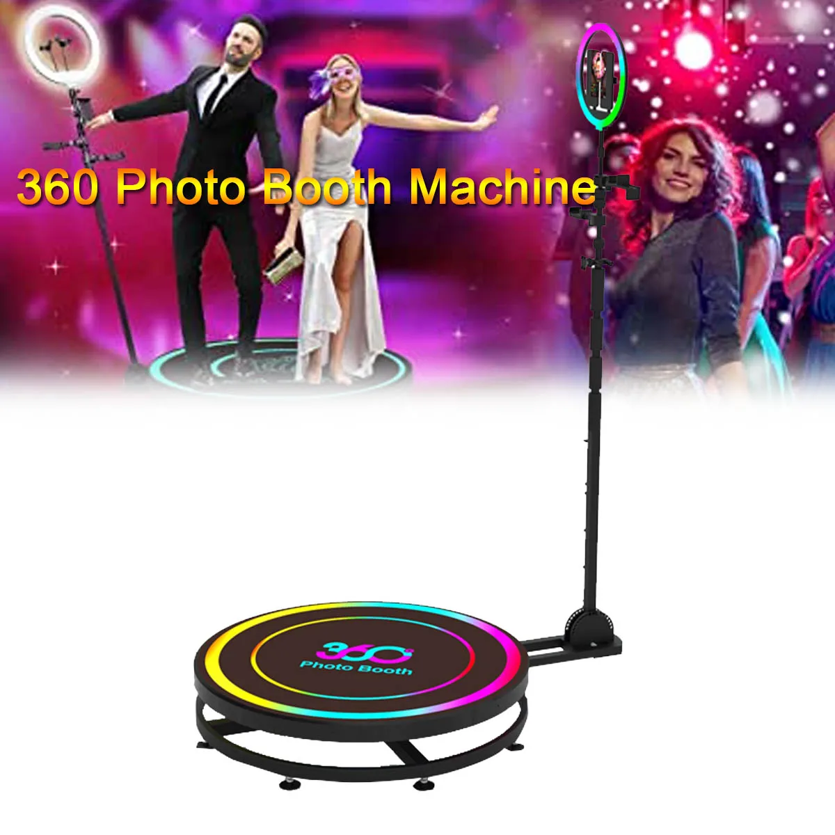 USA Warehouse Delivery Portable 100CM 360 Photo Booth Machine Degree PhotoBooth Rotating Led 360 Video Booth