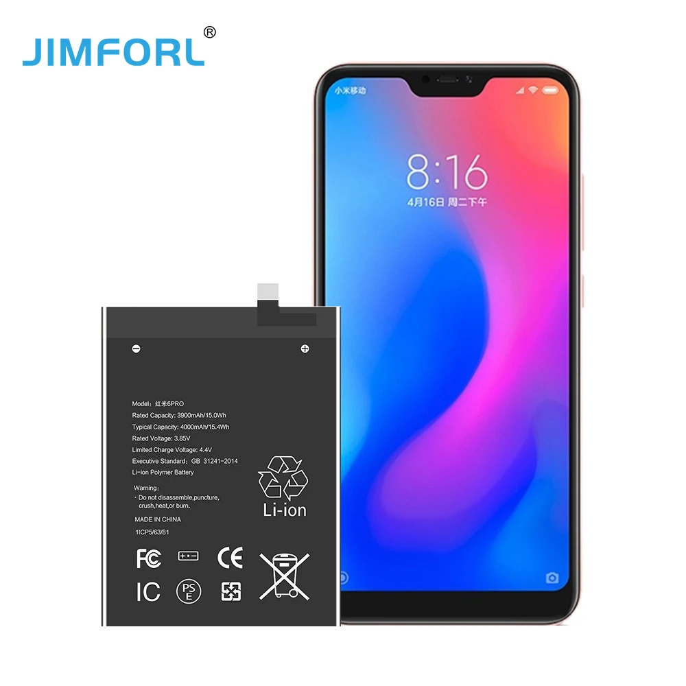 
China mobile phone battery for xiaomi redmi 6 pro battery rechargeable BN47 battery 3.85v 4000mah 