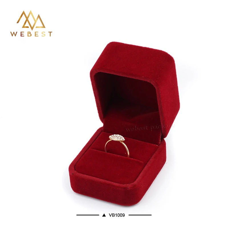 Webest luxury gift Jewelry Box Custom Velvet Jewellery Ring Red Wholesale with Velvet Ring Box velvet box for wedding invitation