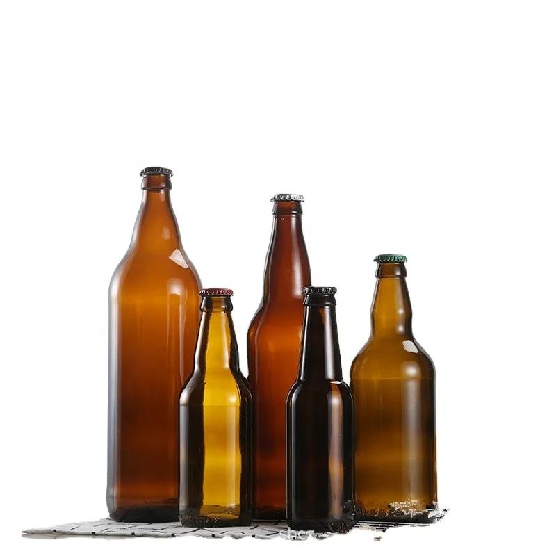 New Arrival Empty Beer Bottles Beer Bottles Wholesale Amber for Sale Glass Beverage Hot Stamping Aluminum Can CROWN Cap Plastic