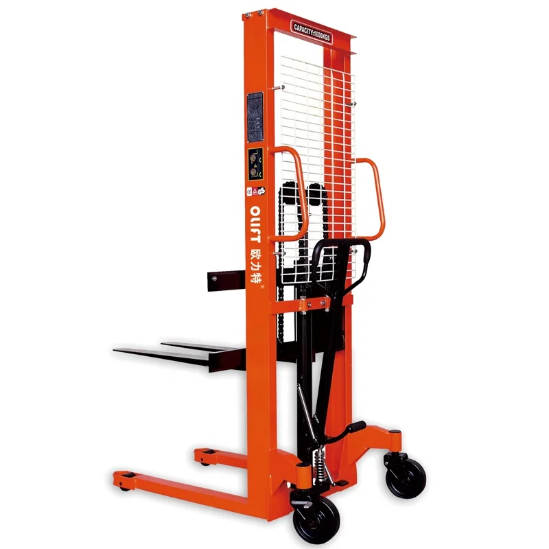Hand Stacker Olift Easy Operation 1 Ton 3m Manual Forklift Pallet Jack Stacker