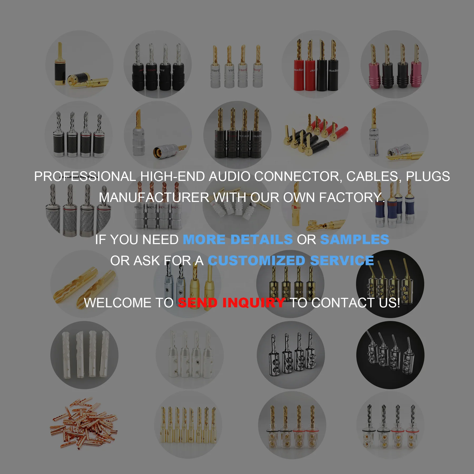 Audio Grade Silver plated Banana Plug Speaker cable BFA banana Connector Audio plug