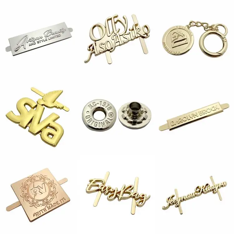 Competitive price antique brass accessories customized metal nameplate for bag