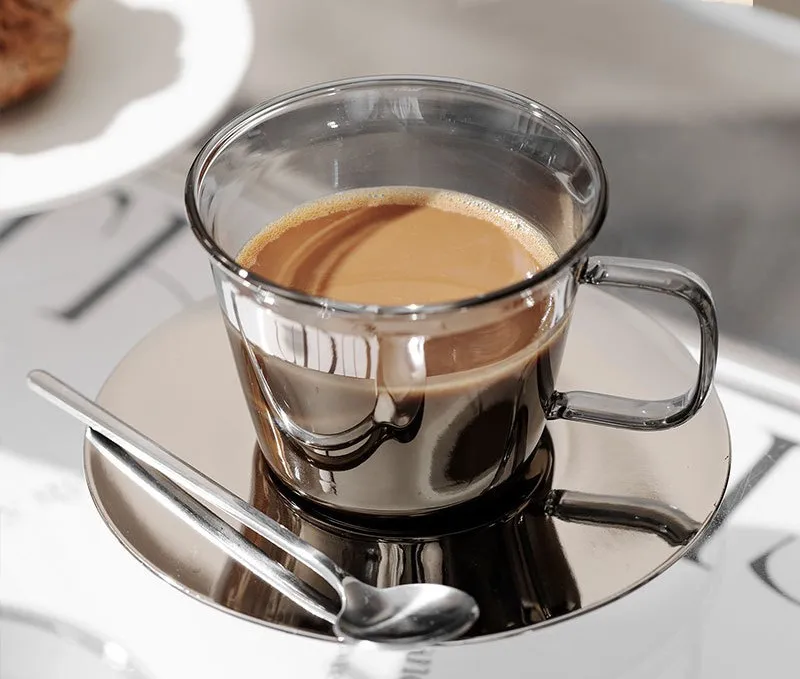 High Sense Glass Coffee Cup Set Creative Mug Light Luxury Good Things Afternoon Tea Tea Set Latte Cup Wholesale