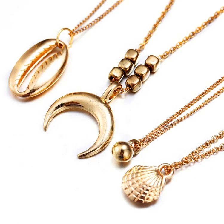 2019 New Fashion Women Accessories Bohemian Jewelry Alloy Pendant Necklace Chain