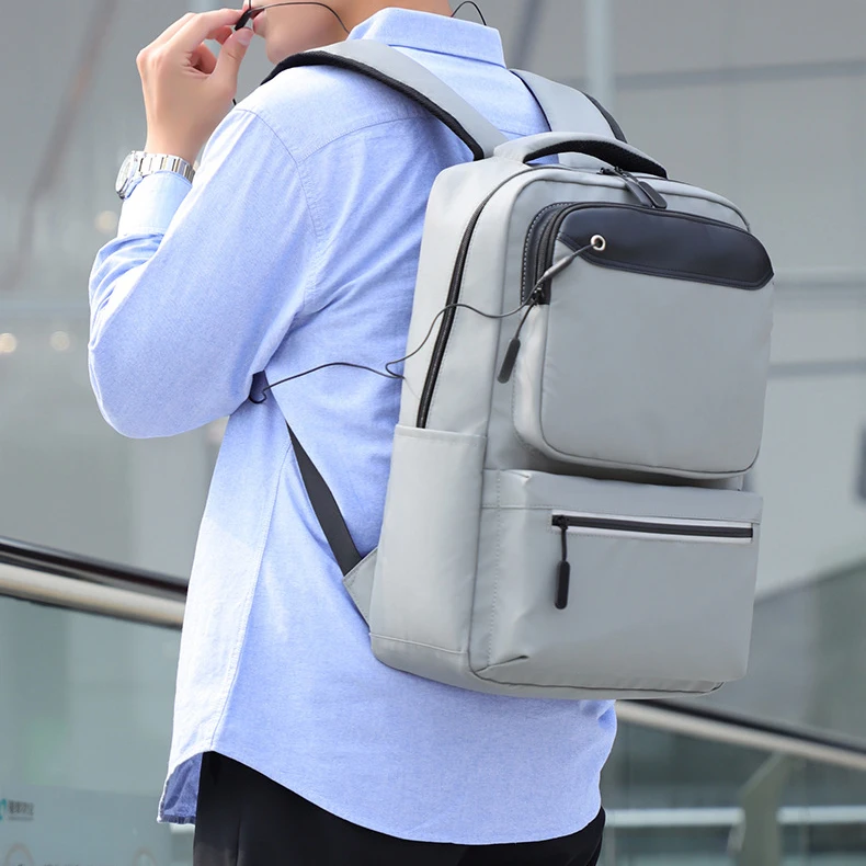 waterproof business travel Backpack Schoolbag Male College Shoulder Computer Bag with usb
