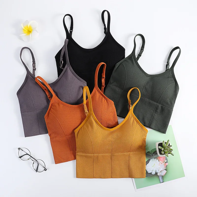 Fitness Sport Push Up Padded Camisoles Seamless Women Tube Vest Bra Summer Girl Casual Sling Chest Wrap Top