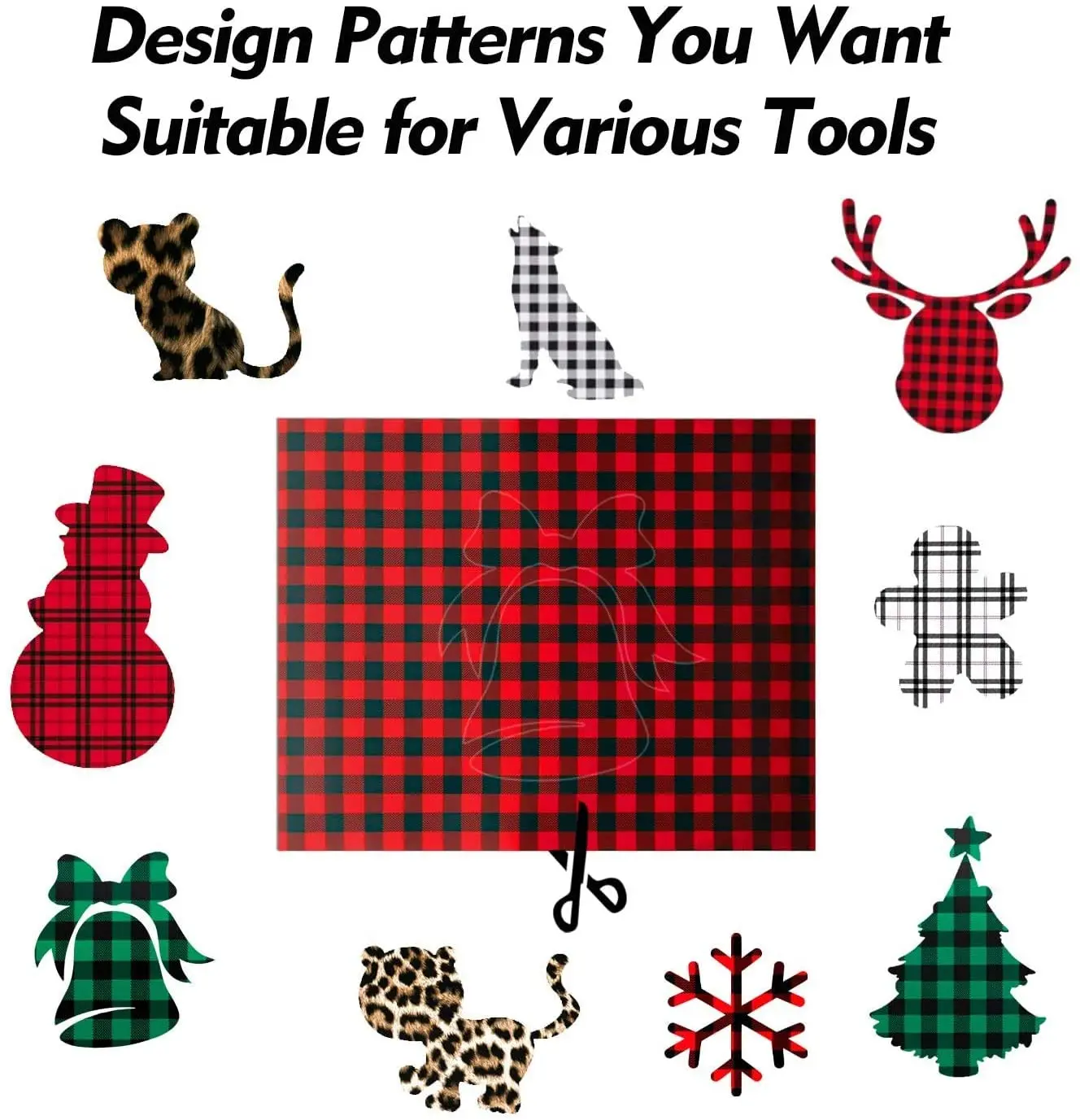 30CMx50CM Custom High Stretch Flex Christmas Snowflake Buffalo Plaid Printing Transfer Film Cricut HTV Vinyl For T-Shirts