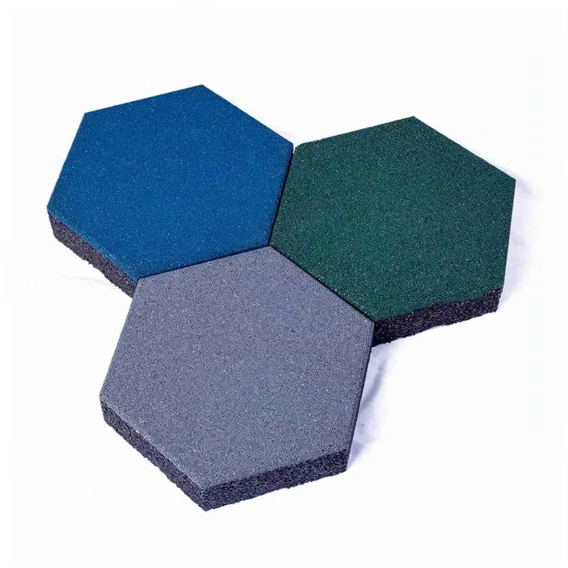 High Quality Anti-slip Outdoor Walkway Pathway Playground Hexagon Rubber Floor Mat Tiles Flooring