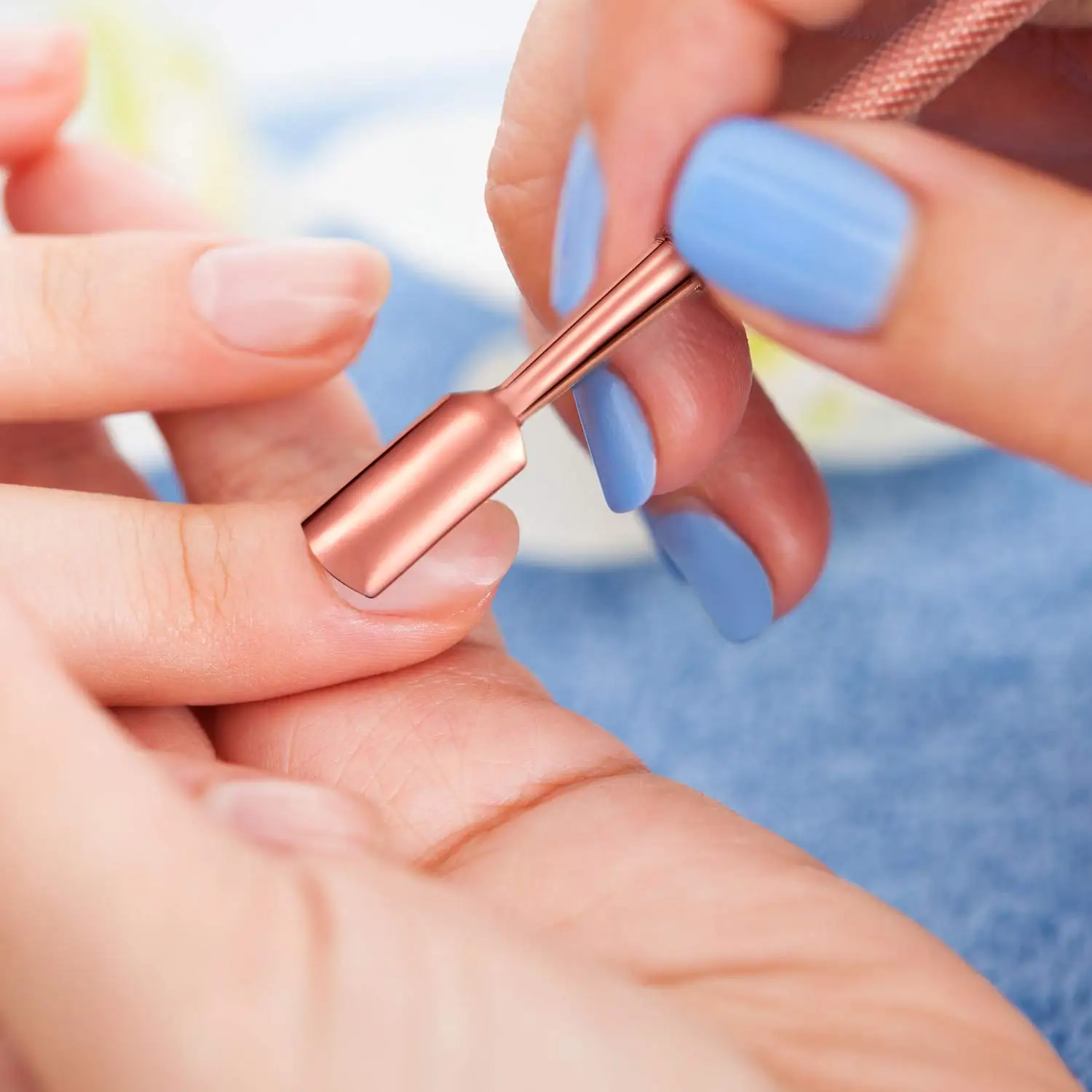 2pcs Professional Rose Gold Stainless Steel Cuticle Nipper with Pusher