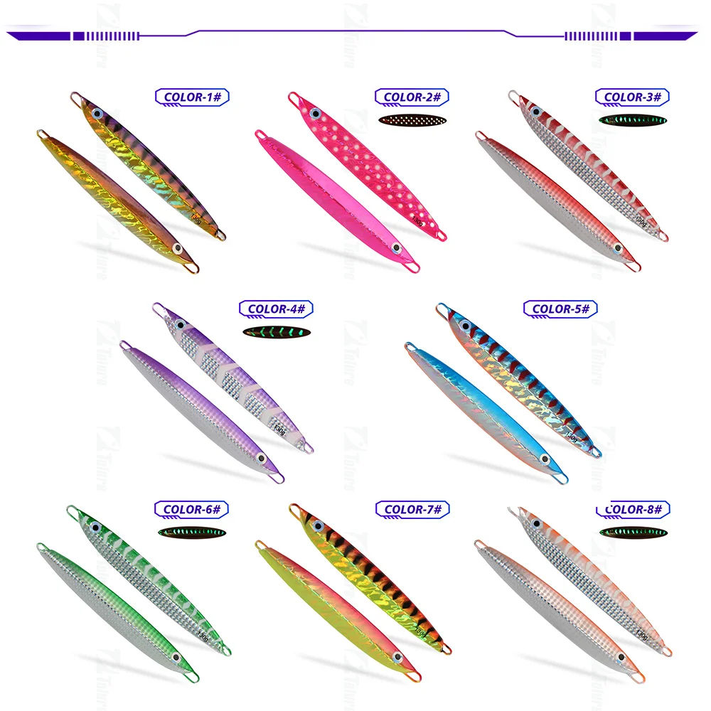 Tolure 130g 150g 180g all water slow jigging fishing lure laser coating hard metal jigbait saltwater metal jigging lure