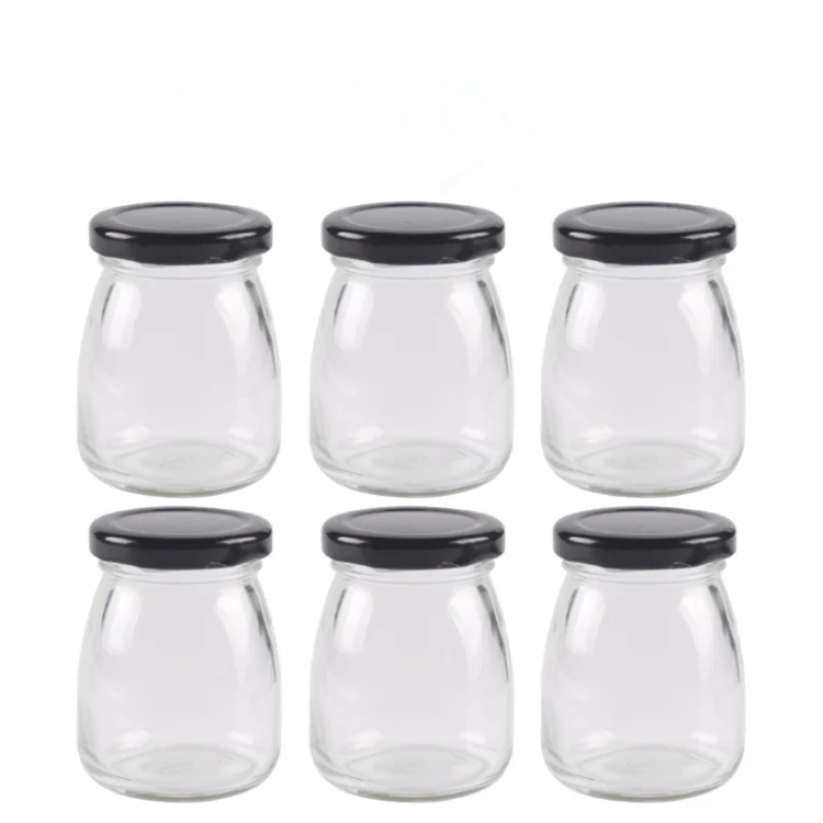 100ml Tinplate screw top on bottle glass container for cookies desserts pudding jar pudding cup