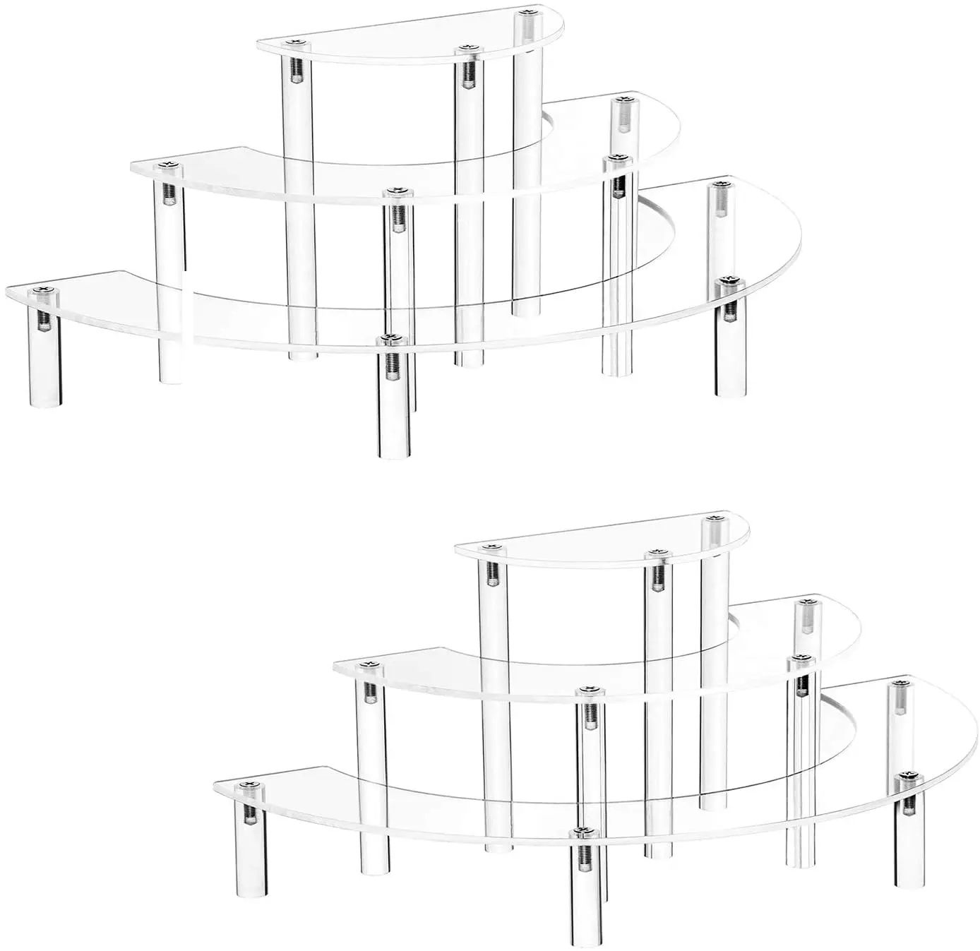 3 Tier Clear Cupcake Stand Risers  Organizer Half Moon Dessert Stand for Parties Weddings Birthday Parties Buffets Christmas