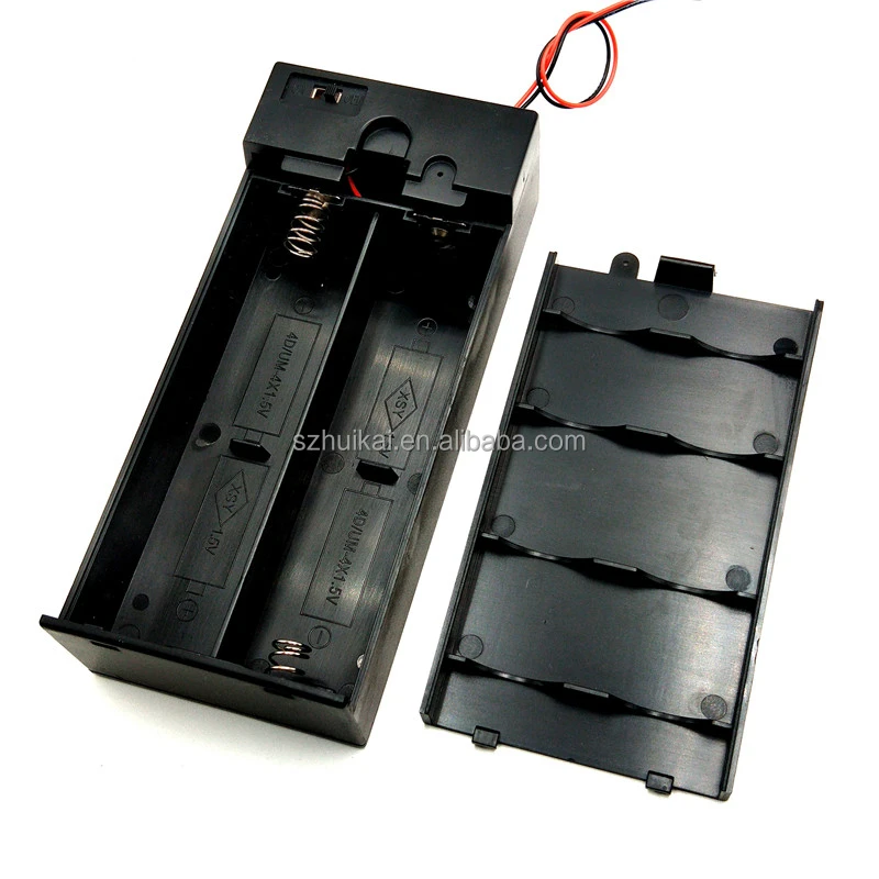 4X D Size Battery Holder Contain Two Wires with Cover and Switch