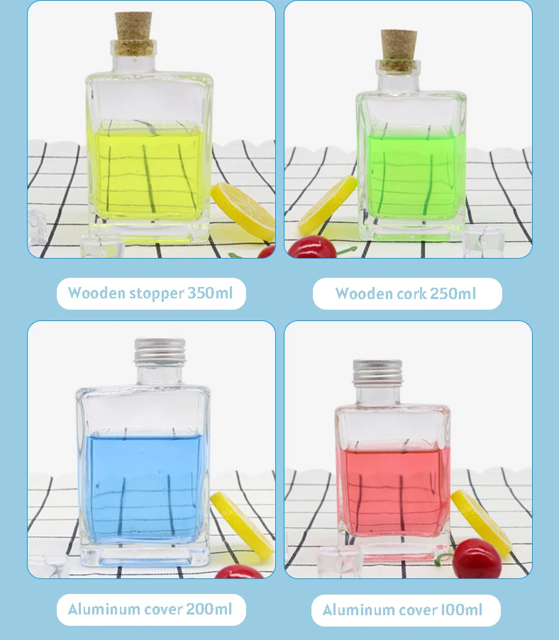 8/16oz Glass Milk Coffee Beverage Drink Bottle Empty Glass Juice Bottles With Lid