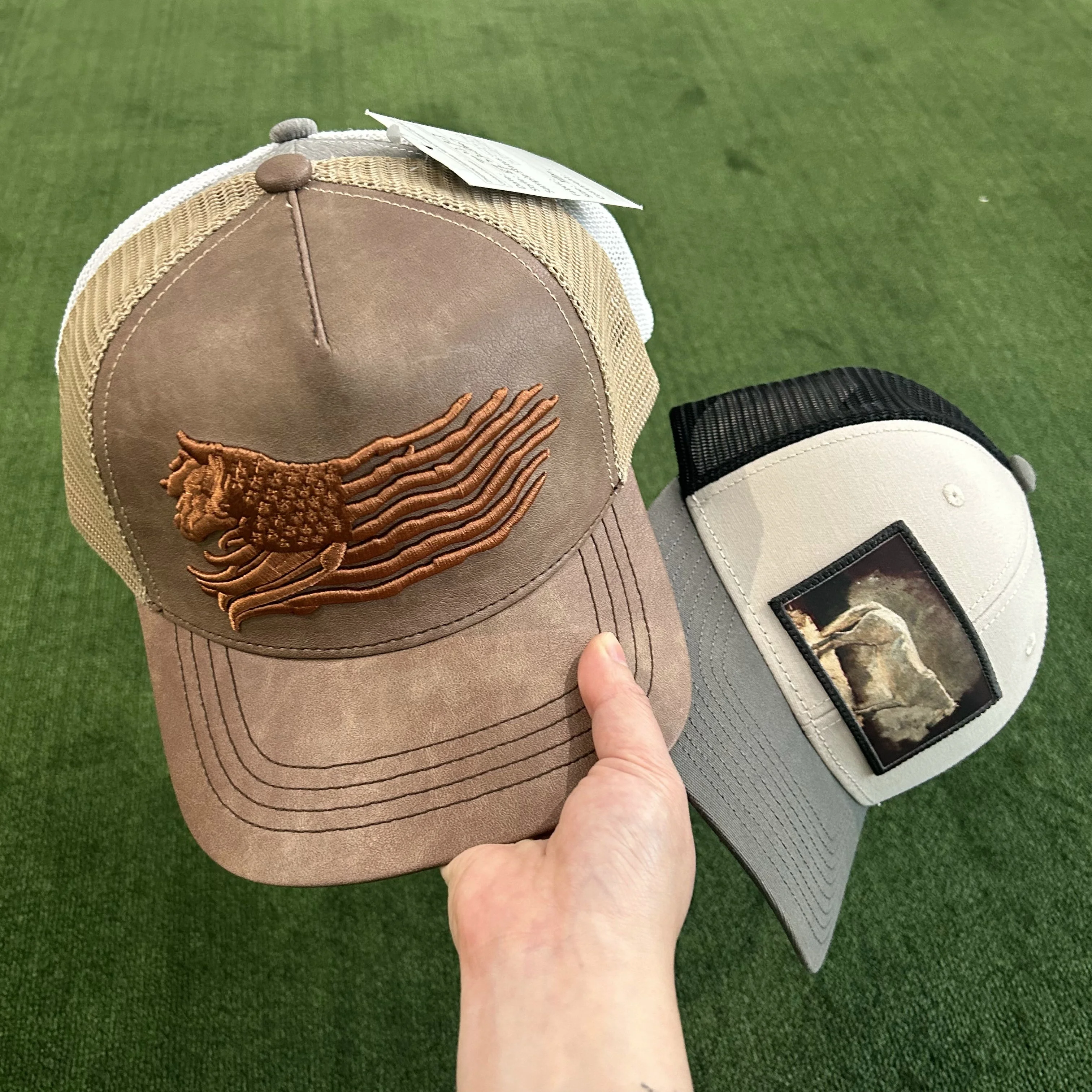 Factory Designer Trucker Hats Mens 5 Panel Mesh Animal Pattern Leather Trucker Hat