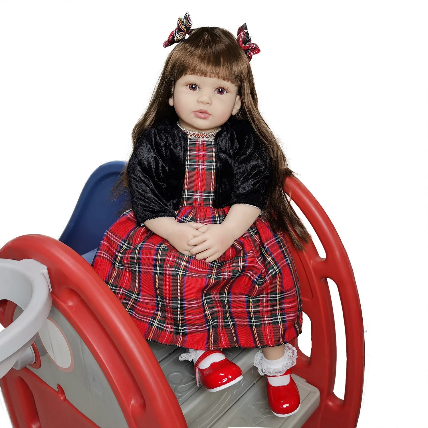 Bigs 60cm 6-9Month Size Handmade Reborn Toddler Girl Doll 100% Vinyl Long Hair Realistic Baby Dolls Toys gift for unisex