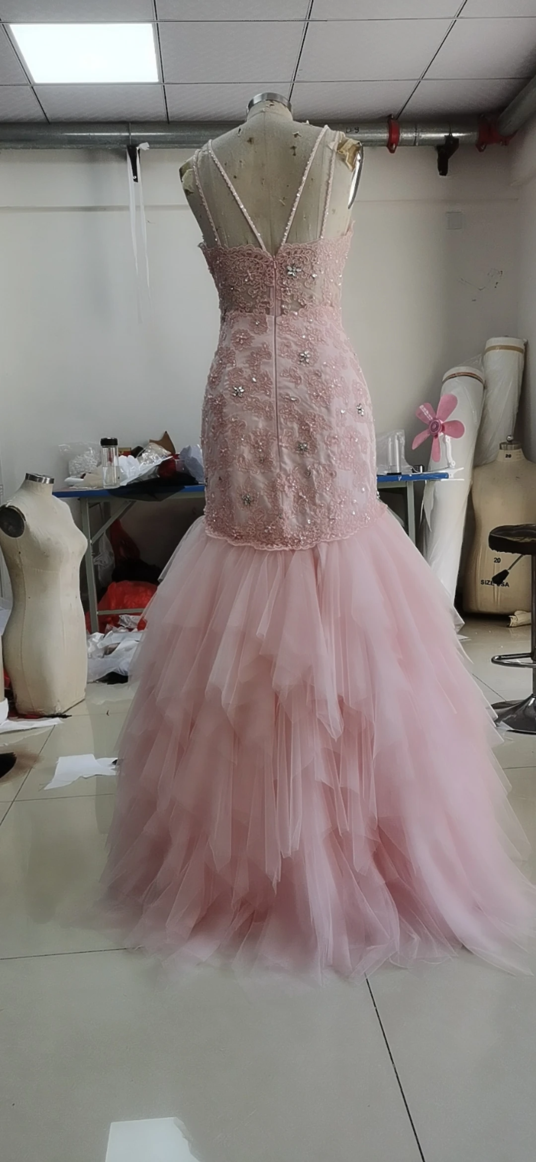 Spaghetti strap mermaid prom dresses sexy lace wedding dress bridal gown 2022 evening dress