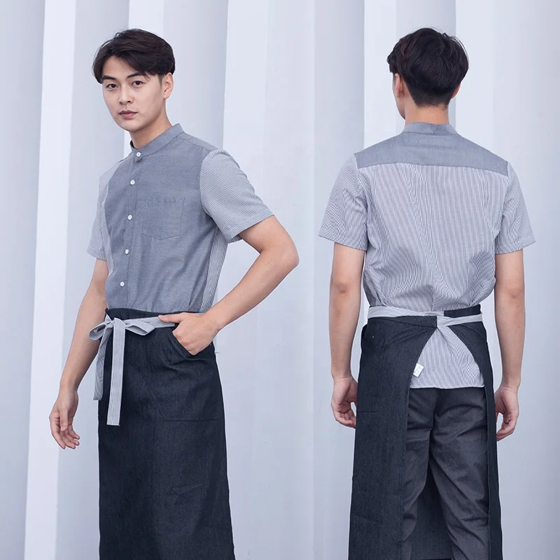 Korean version fashion theme tea restaurant waiter health work clothes shirt men and women KTV network coffee shop short sleeve
