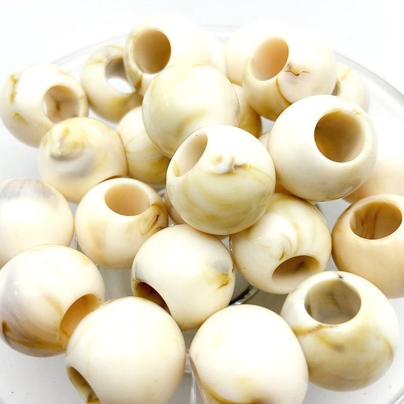 Wholesale Plastic Shell Color Beads Acrylic Big Large Hole Round Beads For Jewelry Making Diy Shoes Bags Clothes Decoration