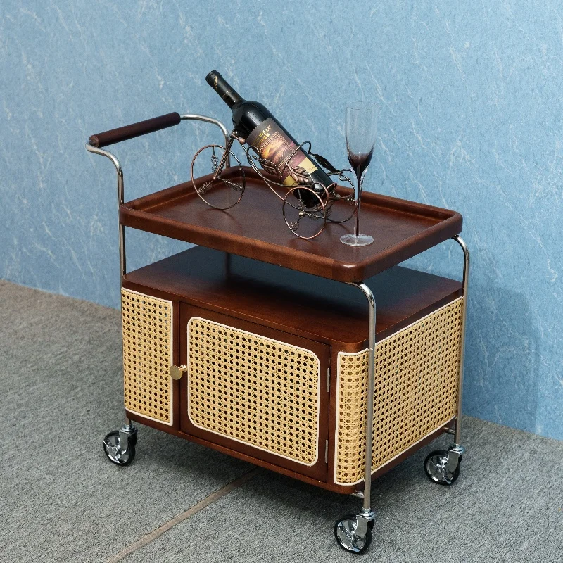 High Quality Wooden Traditional Style Rolling Trolley wooden Storage Kitchen Rack Organizer Cart Kitchen Trolley with wheels