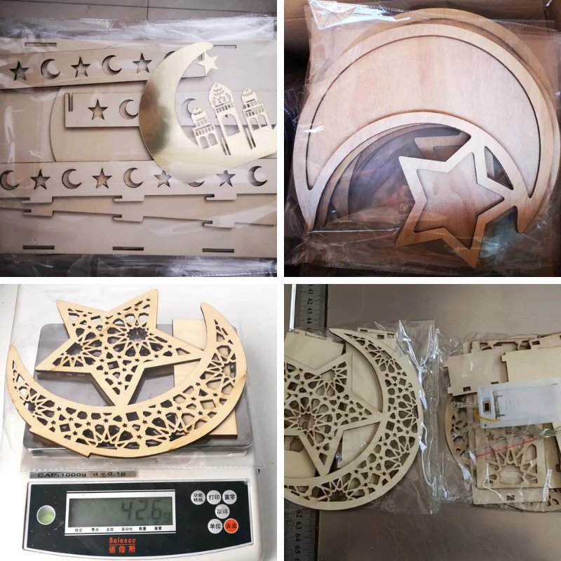 Islamic Muslim Ramadan Mubarak Wooden Decorations EID Moon Star Creative DIY Home ramadan decorations 2024