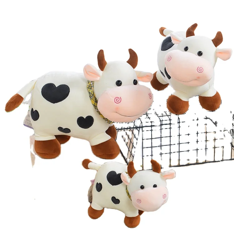 Fluffy Cow Plush toys custom Stuffed Mascot Toy plush Cuddle Pillow Plush Doll Baby Soothing Toy