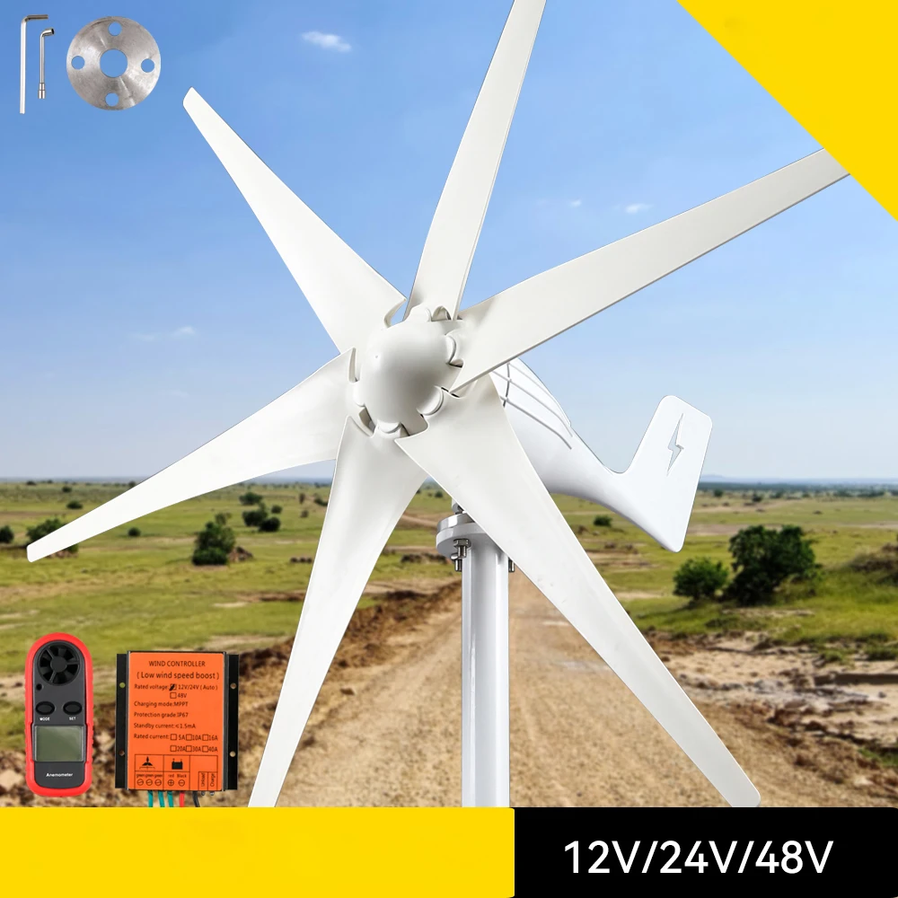 Free Energy 600W 800W 1000W 48V 12V 24Volt 3 Nylon Fiber Blade Horizontal Home Wind Turbines Wind Generator Power Windmil