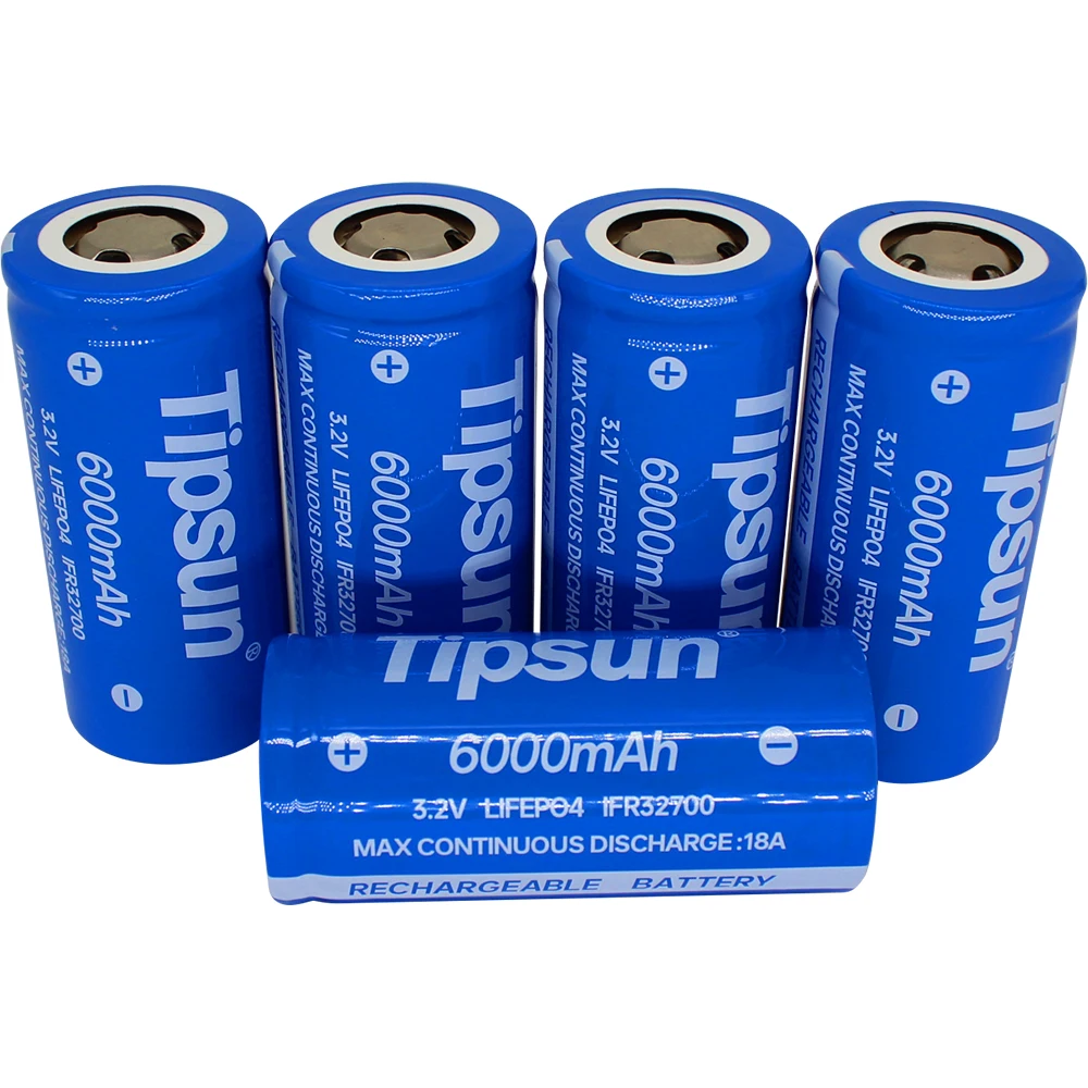 Tipsun 32650 lifepo4 battery 3.2v 6000mah bateria litio recargable for uv flashlight