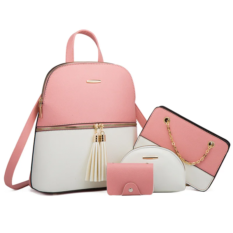 4 Psc set/2024 New European and American Backpack Single Shoulder Diagonal Straddle Mother Bag Four piece Set Multi piece Set
