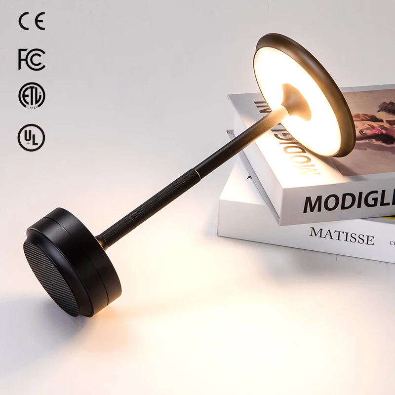 Luxury Dinning hotel bedroom Fancy aluminum wireless portable rechargeable touch control dimmable LED table light