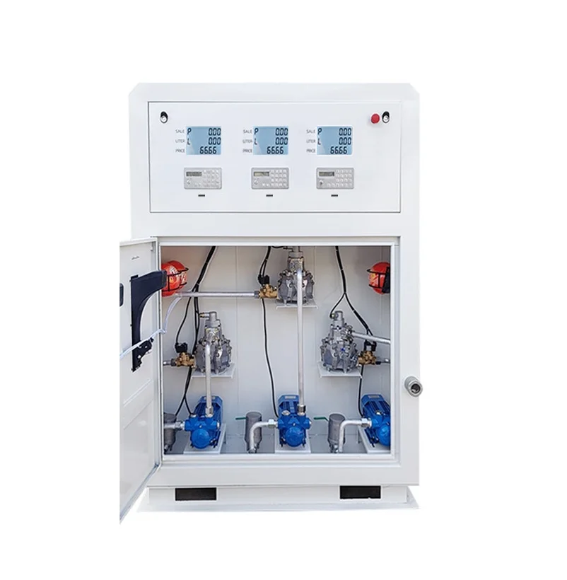 Mini Mobile Portable Fuel Dispenser 3 Hoses for Diesel and Petrol Metal Micro Gas Station for Indoor Use