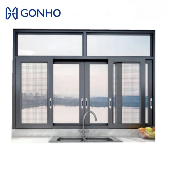 Sliding Window With Mosquito Net Security Window Grill Metal Frame Aluminum Sliding Windows for House