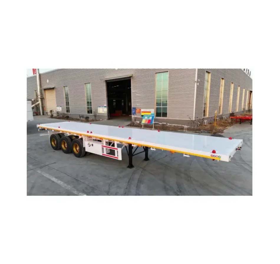 2 3 4 Axles 60 Tons 80 Ton Flatbed Semi Truck Trailers Flatbed Container Trailers