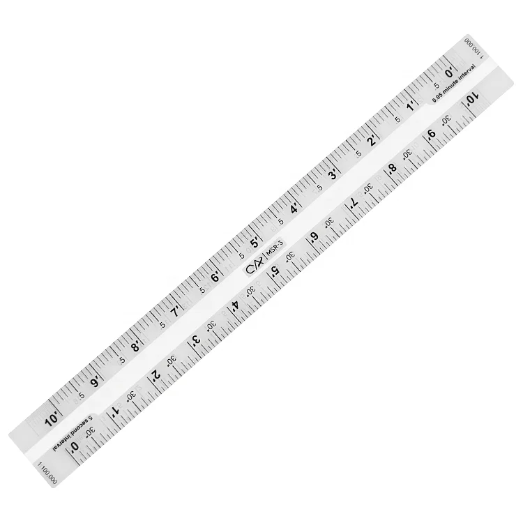 1:100,000 Scale Map Ruler for professional map measuring minutes, seconds, meters, miles MSR-3