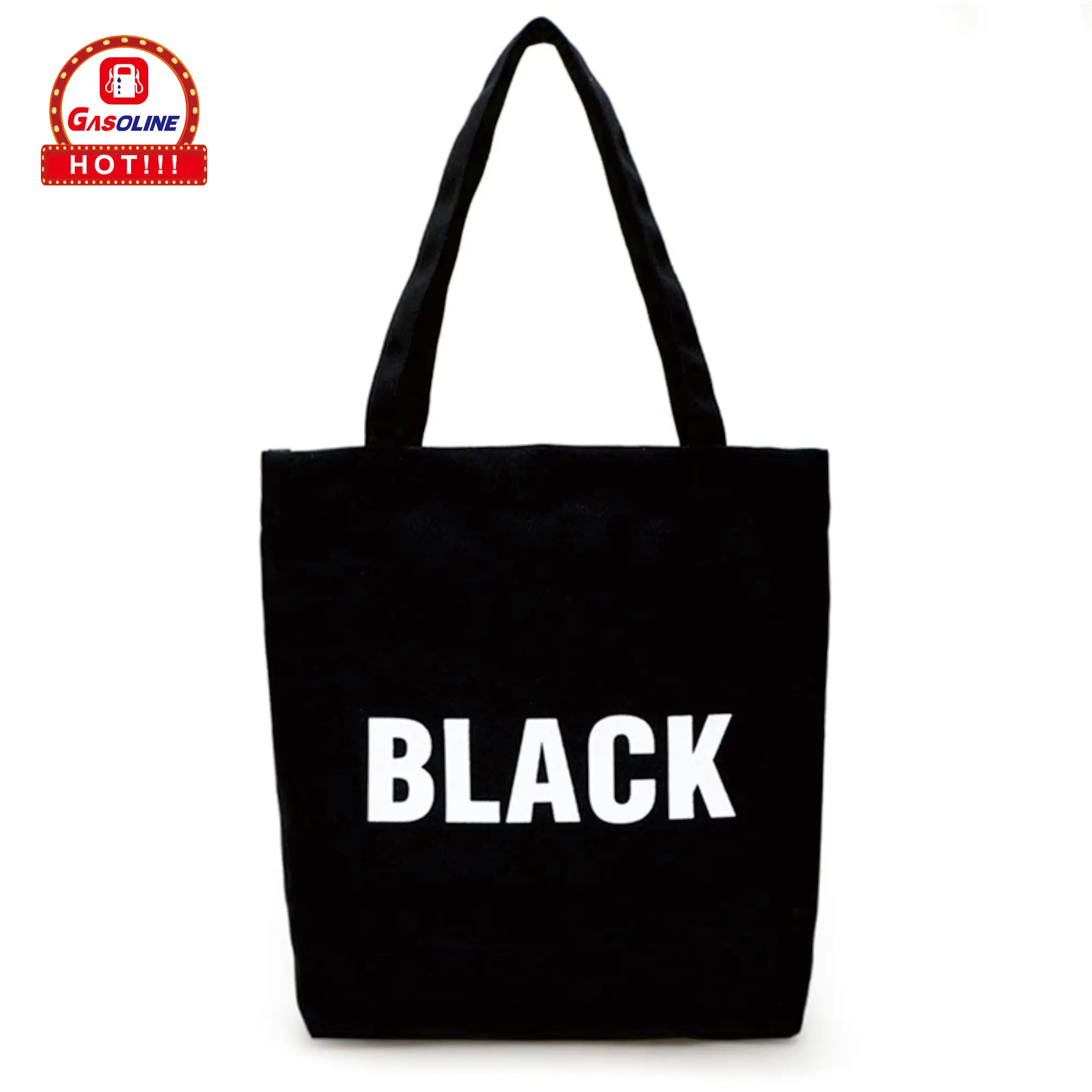 Экологичная индивидуальная многоразовая простая женская сумка-шоппер из черного холста, складная сумка для покупок из хлопка