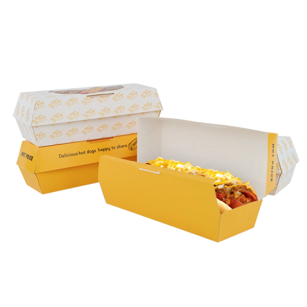 korean custom hot dog to go disposable packaging sandwich paper hotdog lunch box