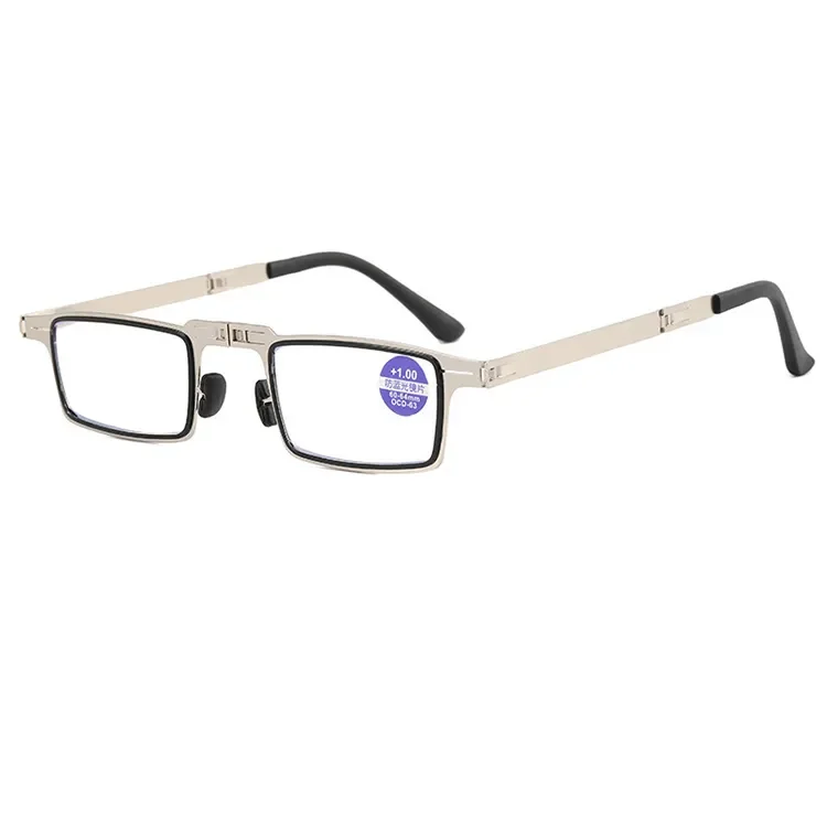 High quality Anti blue light metal folding foldable pocket Stainless steel frames Presbyopic Foldaway glasses reading glasses