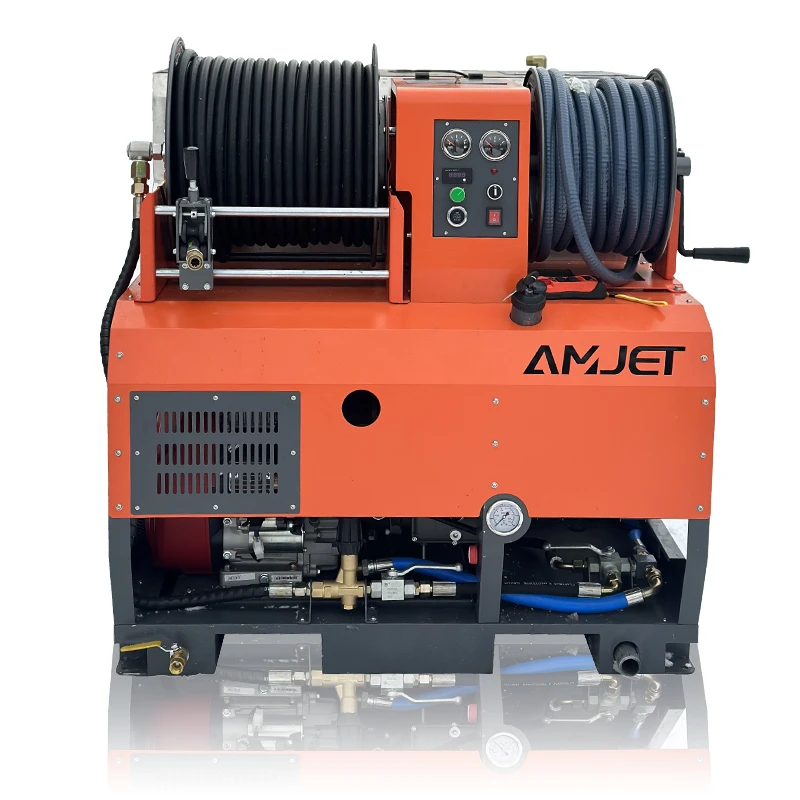AMJET Professional 2610psi 17gpm Air cooling fan cooling high pressure water jet sewer cleaning machine Portable sewer  jetter
