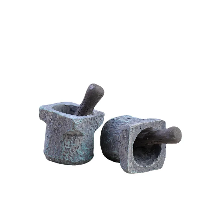 Retro Simulation Stone Mortar Miniature Micro Landscape Bonsai Aquarium Decoration Figurines