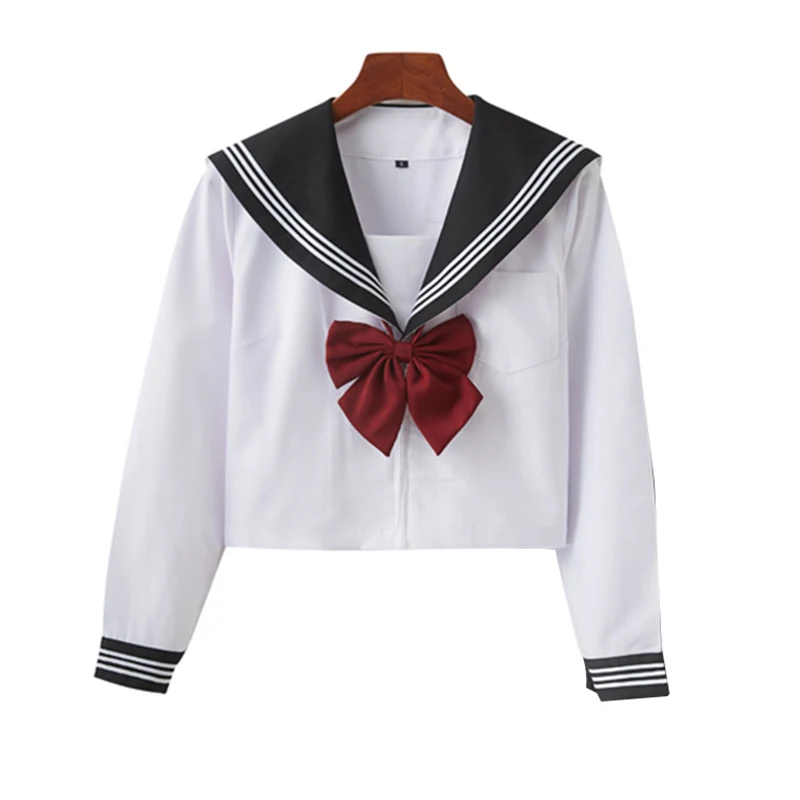 New Custom Women Sailor Suits Girls Embroidered Logo Autumn JK School Uniform Sets