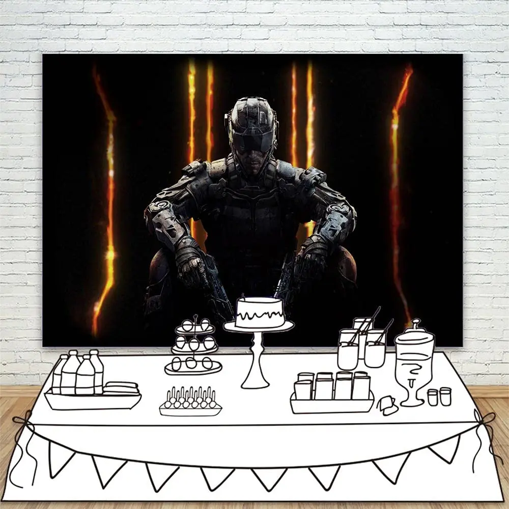 Call of Duty Modern Warfare Backdrop 7x5ft Happy Birthday Video Game Black Ops Background for Boy Birthday Party Vinyl Backdrops