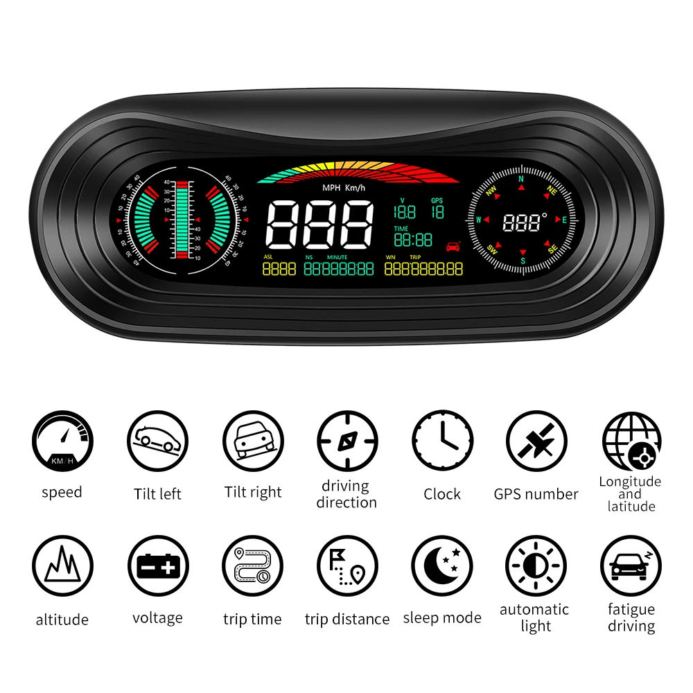 7 Inch Auto Diagnostic P18 Car Heads up Display Speedometer Hud OBD2 Smart Gauge GPS Car Smart Digital Gauge